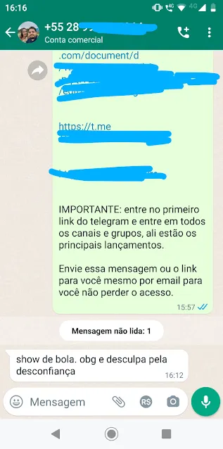 Feedback Grupo Telegram Cursos 12