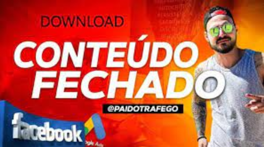 Logo do curso Conteúdo Fechado Pai de Tráfego com ícones de sucesso e dinheiro