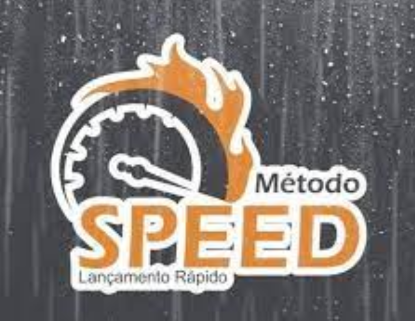 Banner do curso Lançamento Speed com seta indicando download e gráficos de crescimento financeiro.