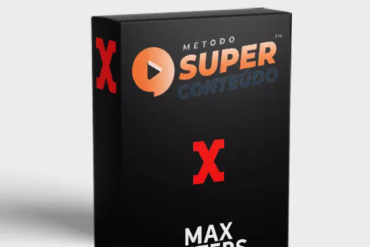 Método Super Conteúdo Max Peters: Capa do curso com elementos de sucesso e crescimento digital