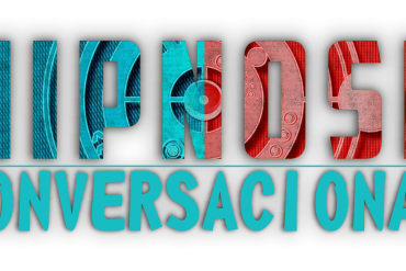 Pessoa em uma conversa influente, com gráficos sutis de comunicação e persuasão, representando Hipnose Conversacional.